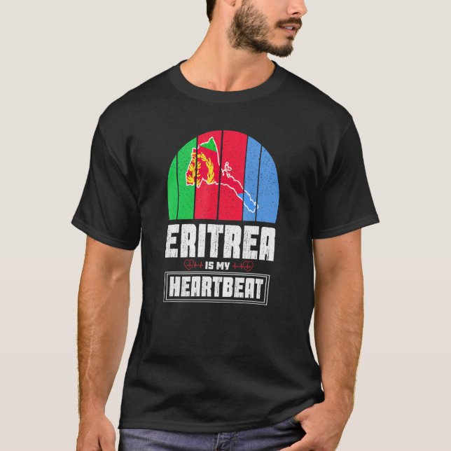 Camiseta Eritrea es mi amor corazón Eritrea mapa de bandera (Anverso)
