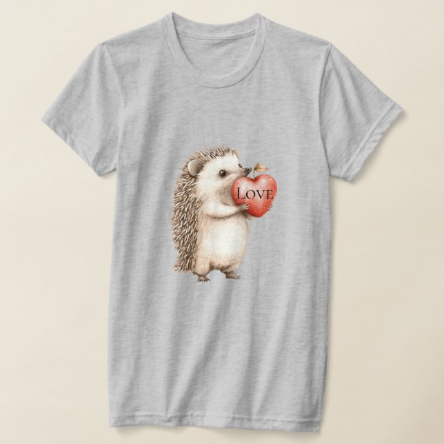 Camiseta Erizo Adorable con Amor de Corazón Rojo (Distribución)