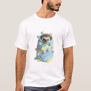 Camiseta Erizo Adorable Envuelto en Tejido Pastel