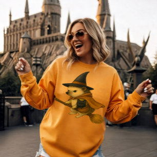 Camiseta Erizo con gatito negro bebé montado con varita mág