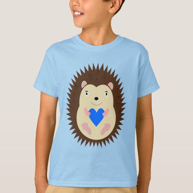 Camiseta Erizo Corazón Azul Niño (Anverso)