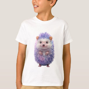 Camiseta Erizo de Acuarela Morado Pastel para Niños