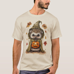 Camiseta Erizo de Halloween Otoño    Calabaza Linda & Otoño