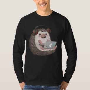 Camiseta Erizo de música linda estudiando trabajando jugand
