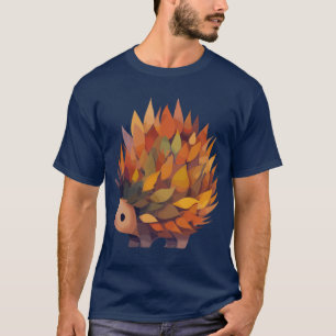 Camiseta Erizo de otoño hecho de hojas divertido