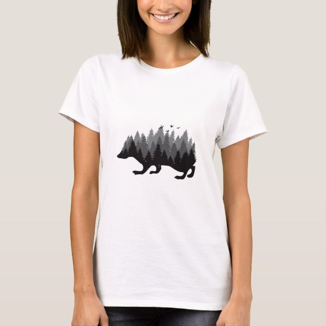 Camiseta Erizo - Diseño de Bosque (Anverso)