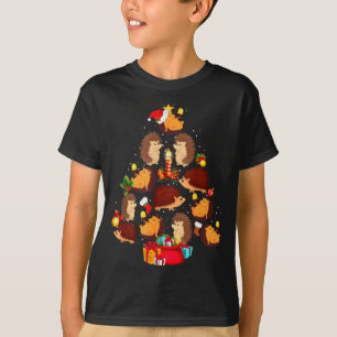 Camiseta Erizo Divertido Luz de árbol de Navidad Pijama Eri