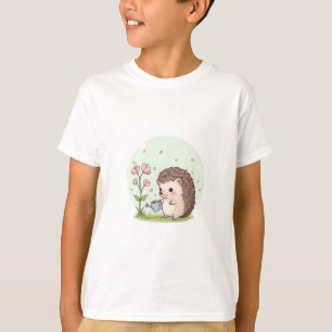 Camiseta Erizo Dulce Regando Flores Niños