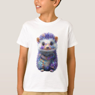 Camiseta Erizo Galaxia Morado Acuarela Caprichosa para Niño
