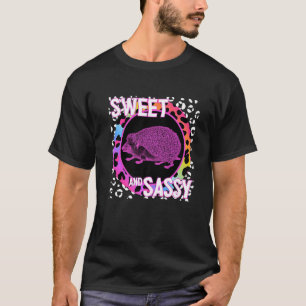 Camiseta Erizo Hedgie Nostalgia de los 90s Arcoíris Leopard
