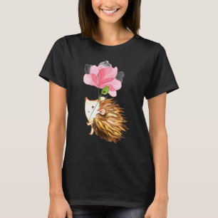 Camiseta Erizo Lindo Aquarela Flor Jardinería Plantas F