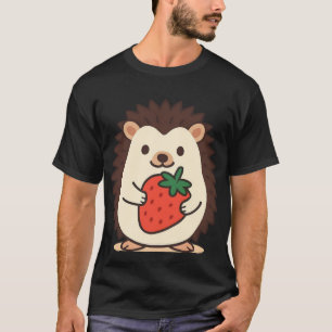 Camiseta Erizo Lindo Sosteniendo Fresa