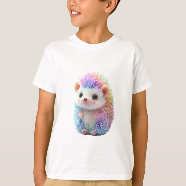 Camiseta Erizo Pastel Arcoíris Niños (Anverso)
