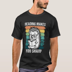 Camiseta Erizo Retro Adorable Leyendo Un Libro Amante De Lo