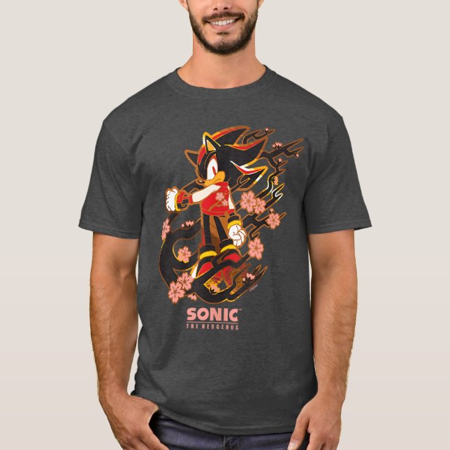 Camiseta Erizo sónico Erizo de la sombra con flores de cere (Anverso)