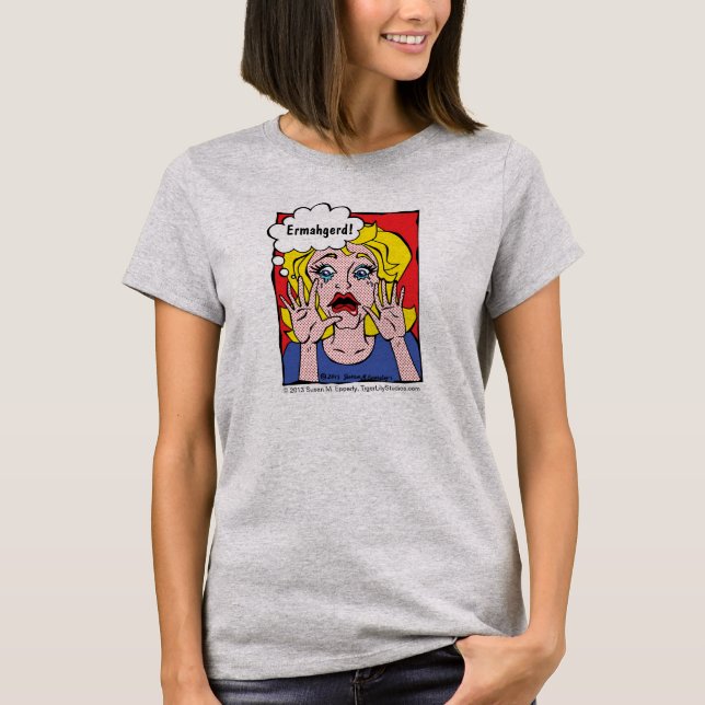 Camiseta Ermahgerd! Pop Art / Comic Book Style Blonde Girl (Anverso)