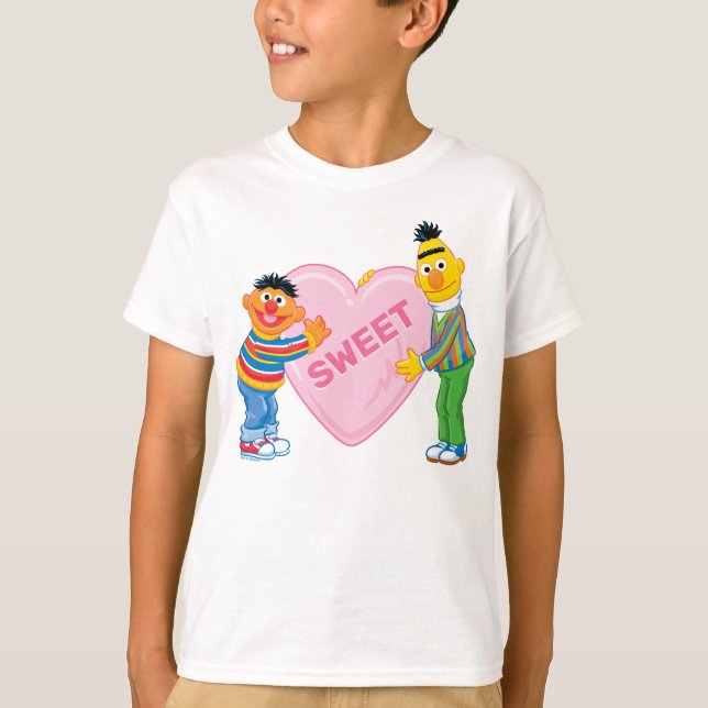 Camiseta Ernie y Bert corazón grande de San Valentín (Anverso)