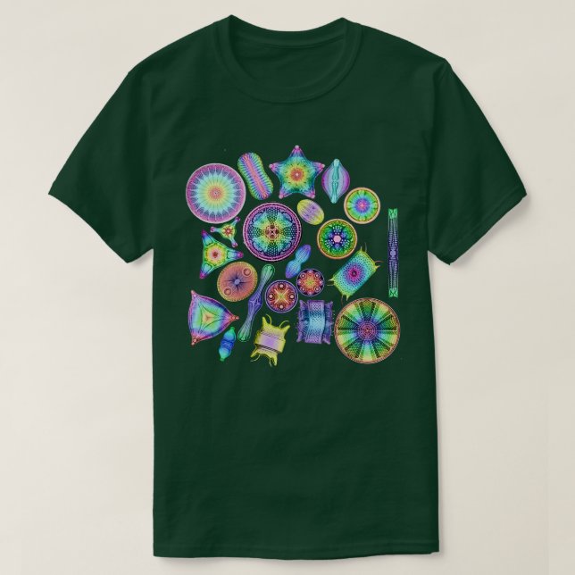 Camiseta Ernst Haeckel Diatomeas Arcoiris Tosadas (Diseño del anverso)