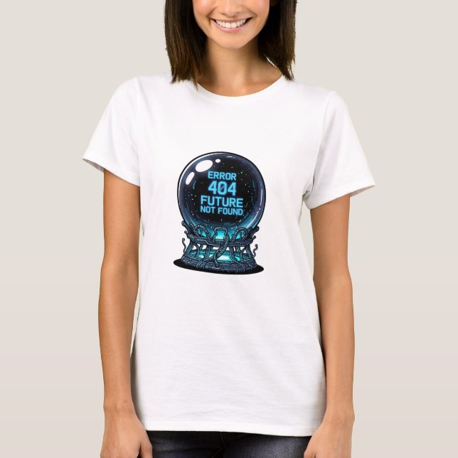 Camiseta Error 404 Future Not Found – Futuristic Crystal (Anverso)