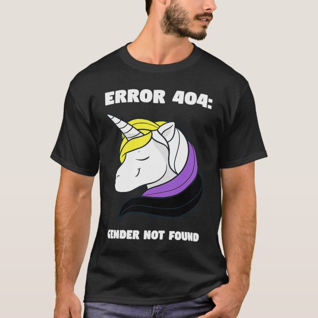 Camiseta Error 404 Gender Not Found Nonbinary Flag Non Bina (Anverso)