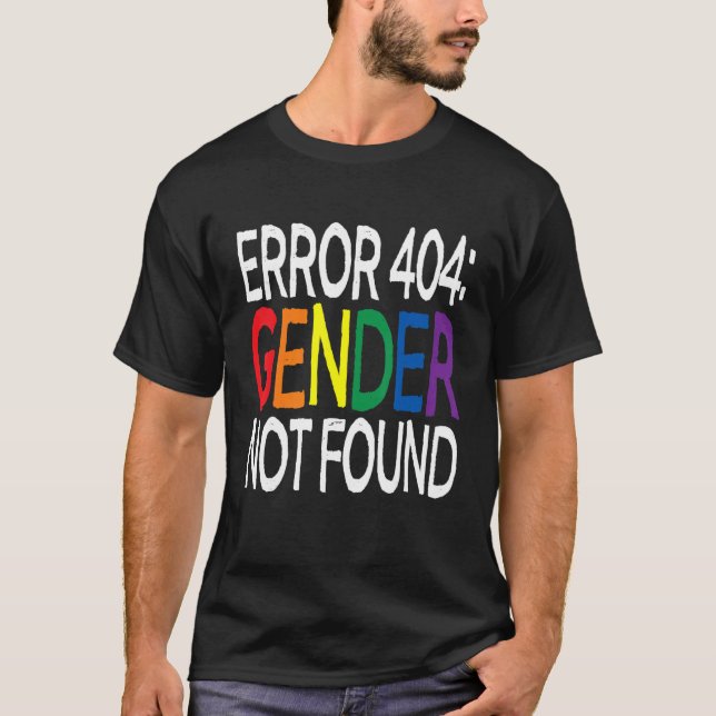 Camiseta Error Agender Non Binary Pride 404 Género Not Foun (Anverso)