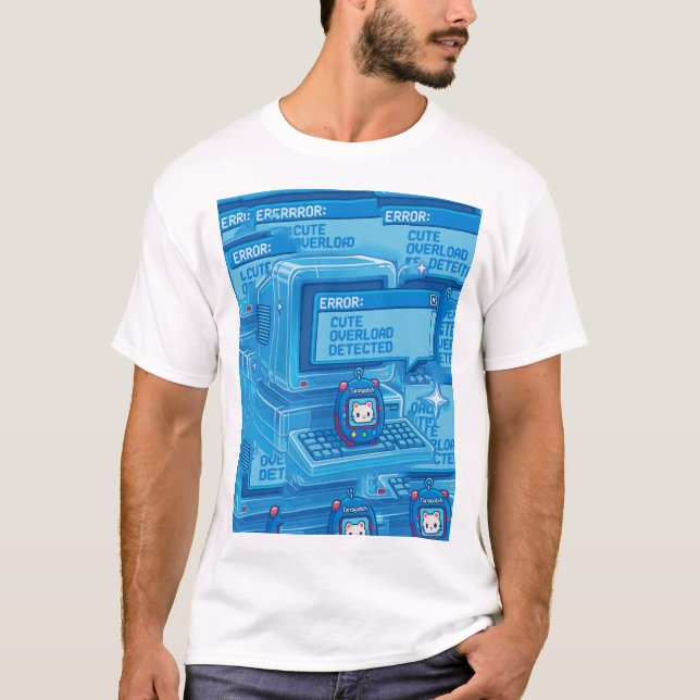 Camiseta Error Cute Overload Detected T-Shirt – Kawaii Retr (Anverso)
