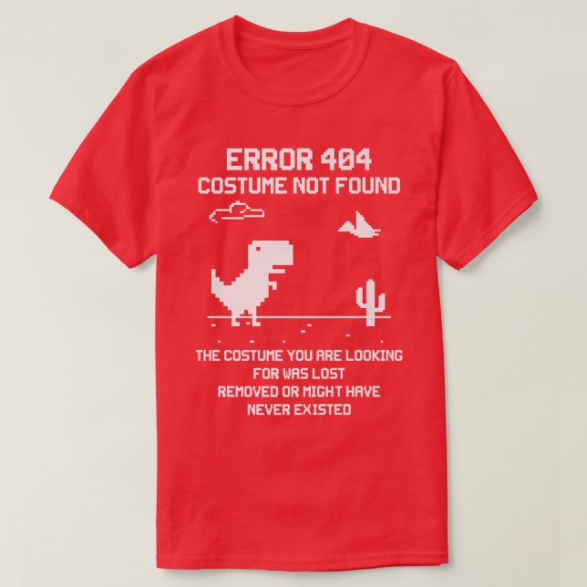 Camiseta Error de dinosaurio 404 Costume no encontrado Códi (Diseño del anverso)