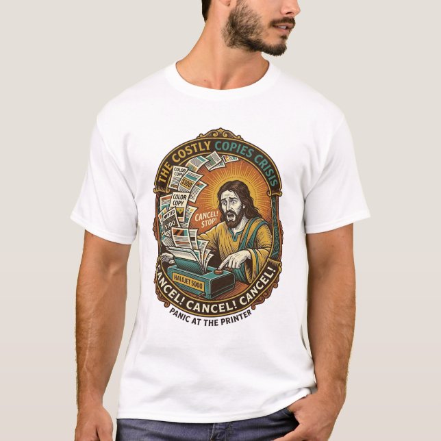 Camiseta Error de impresora Jesús Accidental 100 Copias en  (Anverso)