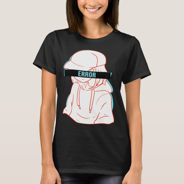 Camiseta Error retro 3D del Chica hipster japonés (Anverso)