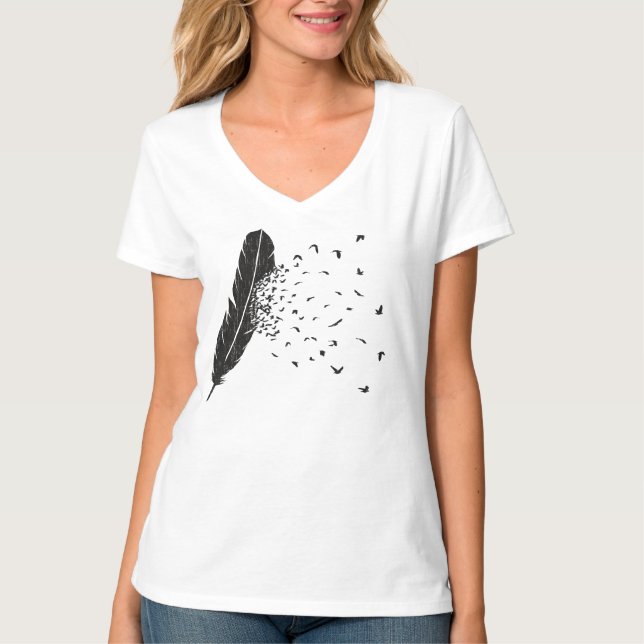 Camiseta Erupción de los pájaros de una pluma (Anverso)