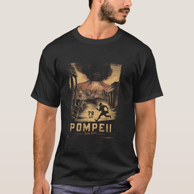 Camiseta Erupción De Pompeya En 79 AD Fun Run Volcano Long  (Anverso)