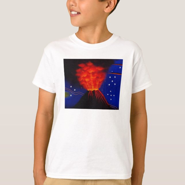 Camiseta Erupción del volcán y las estrellas (Anverso)