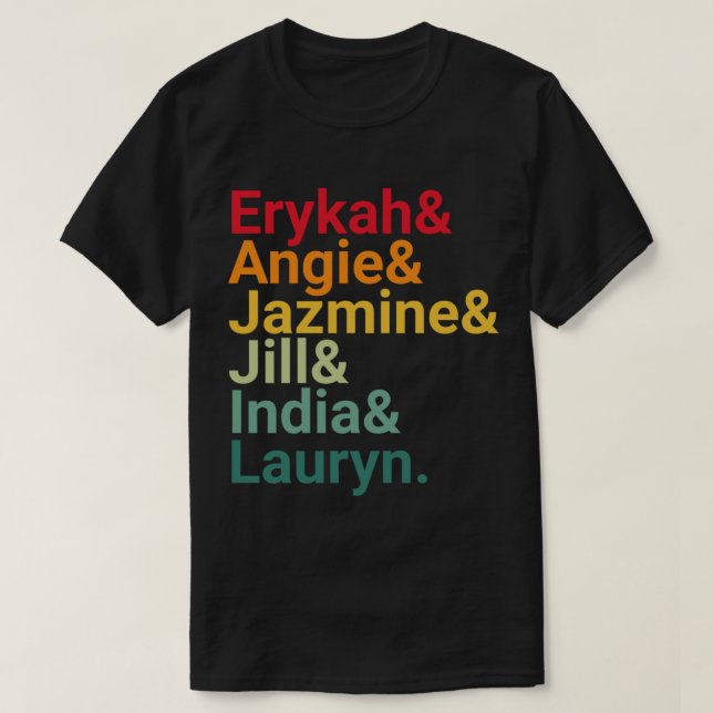 Camiseta Erykah, Angie, Jazmine, India, Lauryn Sunset Retro (Diseño del anverso)