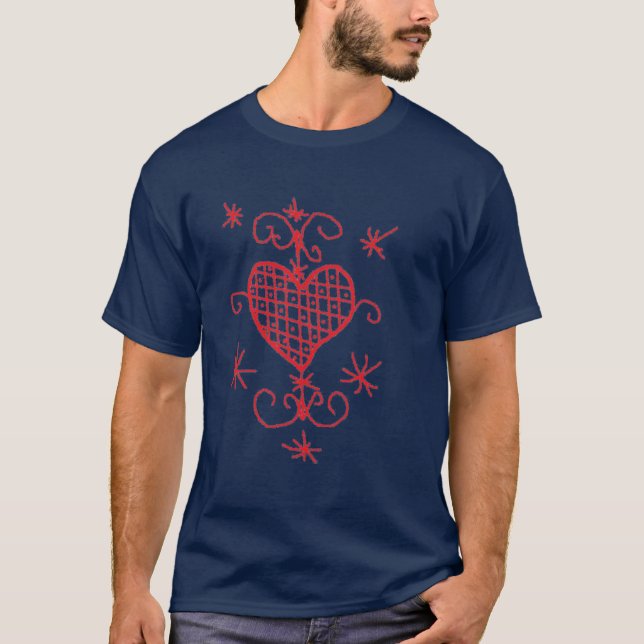 Camiseta Erzulie Red Heart Veve Voodoo Hoodoo Love Sigil (Anverso)