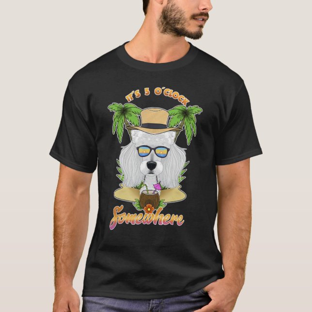 Camiseta Es 5 O'Clock En Algún Lugar Bebiendo Poodle (Anverso)