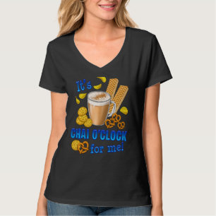 Camiseta Es Chai O Clock Graciosa Bebida De Té De Café