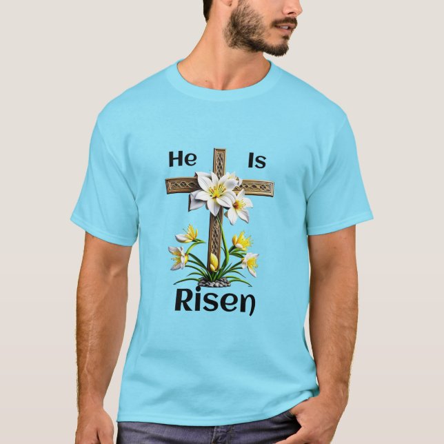 Camiseta Es cristiano en la Cruz de Pascua de Risen (Anverso)