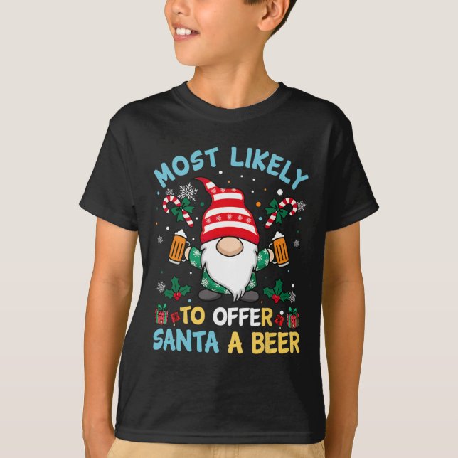 Camiseta Es Divertido Ofrecer Navidades De Cerveza A Santa (Anverso)