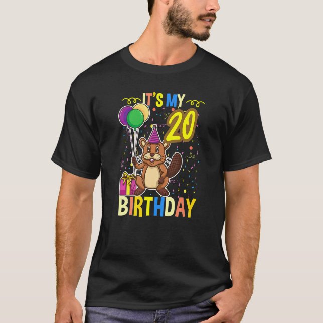 Camiseta Es el castor de mi cumpleaños número 20 (Anverso)