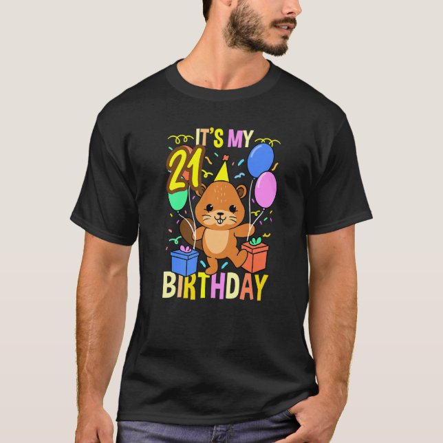 Camiseta Es el castor de mi cumpleaños número 21 (Anverso)
