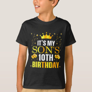 Camiseta Es el décimo cumpleaños de mi hijo Feliz Cumpleaño