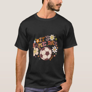 Camiseta Es el juego de fútbol floral retro Groovy Feliz fu