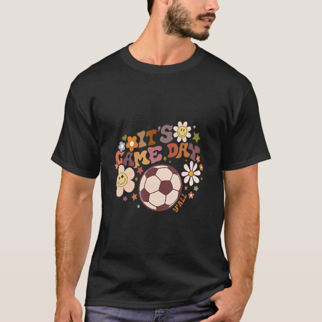 Camiseta Es el juego de fútbol floral retro Groovy Feliz fu (Anverso)