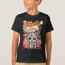 Camiseta Es el momento del cine con el gato de palomitas