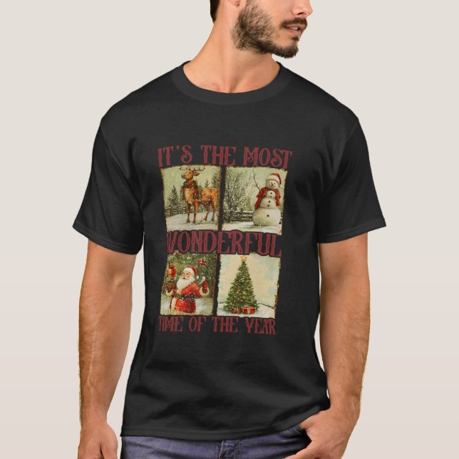 Camiseta Es el momento más maravilloso del año Retro Santa  (Anverso)