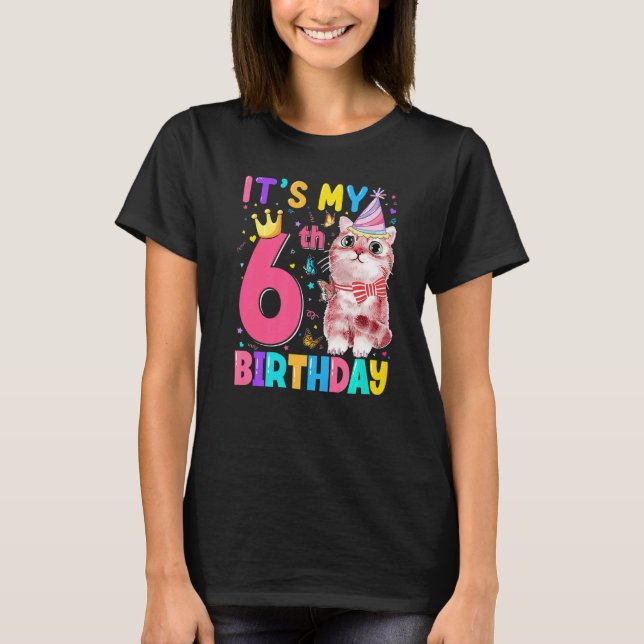 Camiseta Es el sexto cumpleaños de mis gatos niños de 6 año (Anverso)