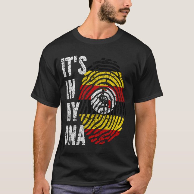 Camiseta ES EN MI ADN Bandera de Uganda Hombres Mujeres Niñ (Anverso)