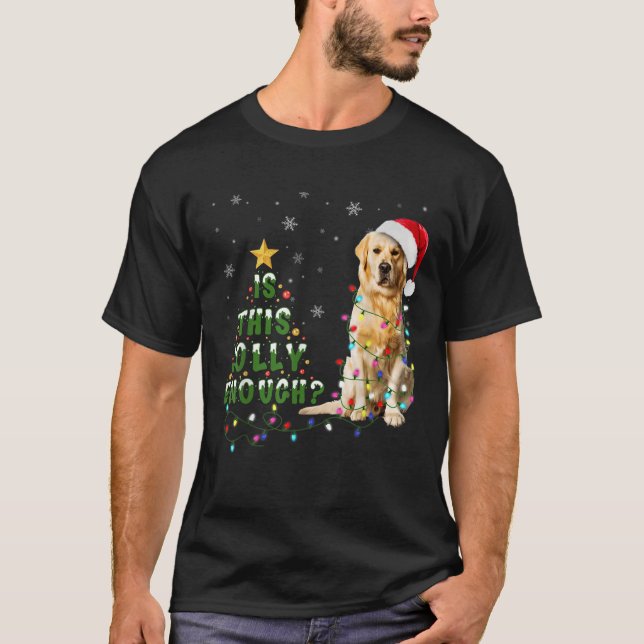 Camiseta ¿Es esta luz suficiente de Santa Golden Retriever? (Anverso)
