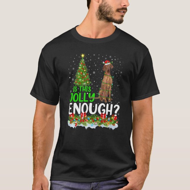 Camiseta ¿Es este alegre árbol de Navidad de perro de Vizsl (Anverso)