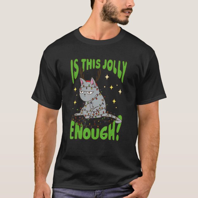 Camiseta Es Este Gato De Navidad Lo Suficientemente Alegre (Anverso)